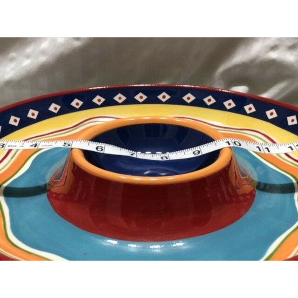 Multi-Colored Chip & Dip Serving Dish 13.5” Dinner Birthday Football Party EUC - Picture 8 of 8